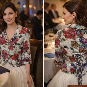 Passion Concepts XL Flowers & Butterfly Top w/ Mini-Corset Back Beautiful colors